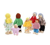 Marhynchus Family Doll Figures Set of Miniature Pine Toys for Role Games, Dollhouse Educational Accessory for Children From 1 to 7 Years (Puppet 7)
