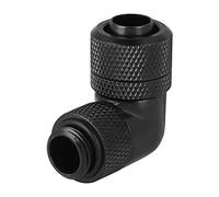Marhynchus G1/4 Thread 90 Degree Right Angle Elbow Fitting Water Cooling Adapter Copper 3 Points 9.5x12.7 Extension for PC Computer Liquid Cooling Systems (Black)