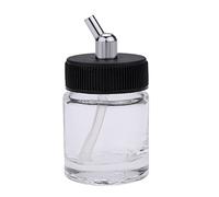 Marhynchus Glass Airbrush Bottles, Universal 30 Degree Siphon Feed Paint Jars for Hobby Studio Clear Glass 22cc 10 Pack with Metal Connector Lids Fits Master Iwata Badger Paasche