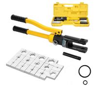Marhynchus Hydraulic Crimping Tool Set Metal Manual Hydraulic Crimper 12T with Open Cut Design Double Speed Unit and 180 Degree Rotating Head for Electricians and Tight Spaces