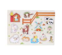 Marhynchus Knob Wooden Puzzle Jigsaw Knob Wooden Cognitive Toy for Kids with Number Animal Fruit Pattern to Enhance Spatial Thinking and Cognitive Ability (A3006 (animal))