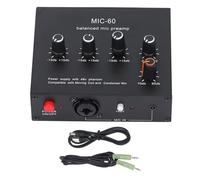 Marhynchus Mic Gain Booster Microphone Preamp with 3.5mm 6.5mm XLR Inputs 60db Gain 48V Power for Dynamic Condenser Mics Home Studio Live Performance