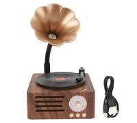 Marhynchus Retro Gramophone Speaker Vintage Speaker with Copper Horn FM Radio 5W Output for Home Office Decor
