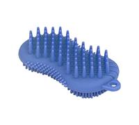 Marhynchus Silicone Body Scrubber, Food Grade Dual Sided Exfoliating Massaging Brush for Shower Bath Non Slip Ergonomic Handle Quick Dry Hygienic Blue 5.12in 1 Pack