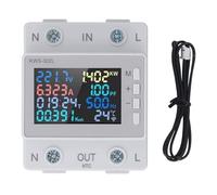 Marhynchus Single Phase Energy Meter Color LCD Display 63A Current Voltage Ammeter with Over Temperature Protection for Home Office Energy Management