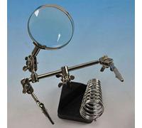 Marhynchus Third Hand Soldering Iron Stand, Chrome Plated Metal Helping Hands with Magnifying Glass, 2 Adjustable Locking Arms, Cast Iron Base, for Electronics Soldering Model Making