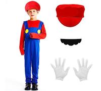 Mari Costume Kids, Costume with Bodysuit, Cap, Pants and Gloves, Carnival Halloween Cosplay Costume Decoration for Boy Girl Kids Adult(Red,S)