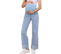 MARI GABRIEL Women Maternity Jeans Straight Leg Cuffed Denim Work Pants