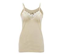 Maria Angel Ladies Plain Camisole Cotton Vest Top Lace Trim Neck Design Cami Tank Strappy (1000)