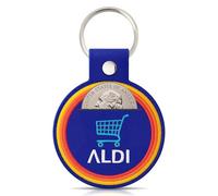 Maria Child Aldi Quarter Keychain Holder - Key Ring Aldi Quarter Holder Keychain for Shopping Cart - Coin Keeper - Fits Aldi, Laundry, Blue, S
