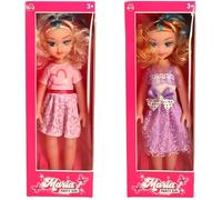 Maria Party Girl Fashion Doll Set, 2 Outfits - Pink Heart Dress and Purple Party Dress, Ages 3+