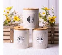 Maria`s Selection Cream Tea, Coffee Sugar Canister, tea coffee canister, Set of 3, Airtight Containers,