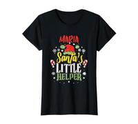 Maria Santa's Little Helper Maria Christmas Name Value Graphic T-Shirt, Women, Black, L
