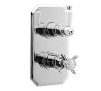 Maria Thermostatic 1 Outlet Dual Handle Concealed Shower Valve Chrome | Traditional Rectangular Chrome, Crosshead And Lever, +/- 2-3 Degrees, 0.1 Bar Minimum, 1/2 BSP, WRAS