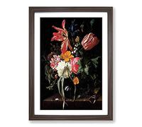 Maria Van Oosterwijk Flower Still Life Framed Print | A2 Walnut Framed Wall Art | Ready to Hang | Modern Floral Picture | Living Room Bedroom Lounge Office