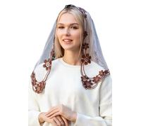 Maria Veils Catholic Mantilla Mass Infinity Veil Church Lace Veil Spanish Chapel Mass Head Covering Short, Brown/Nude, Short