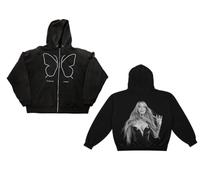 Mariah Carey Unisex-Adult Official Merch Here for It All Butterfly Gem Zip Hoodie, Black, L
