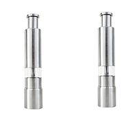 marian 2X Salt and Pepper Grinder Stainless Steel Push Button Silver for Cooking Spice Thumb Push Pepper Mill Portable Grinder