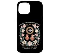 Marian Catholic Virgin Mary Marian Floral Cross Religious Case for iPhone 15