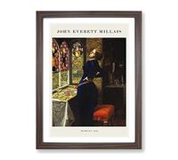 Mariana By John Everett Millais Exhibition Museum Painting Framed Wall Art Print, Ready to Hang Picture for Living Room Bedroom Home Office Décor, Walnut A4 (34 x 25 cm)