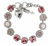 Mariana Rhodium Plated Floral Mosaic Crystal Bracelet, Pink Light Rose 4084 M48223ro