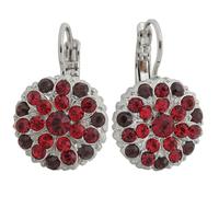 Mariana Rhodium Plated Flower Mosaic Statement Floral Crystal Earrings, Red Burgundy 1029 1070ro