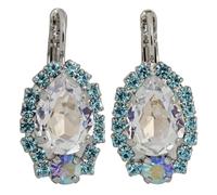 Mariana Rhodium Plated Italian Ice Teardrop Pear Crystal Mosaic Earrings, Blue Moonlight E-1259/1-141-RO6