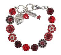 Mariana Rhodium Plated Lady in Red Large Elemental Floral Mosaic Crystal Bracelet, 4045/1 1070ro