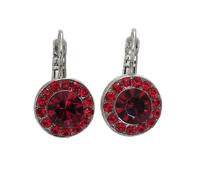 Mariana Rhodium Plated Lady in Red Small Round Circle Drop Crystal Earrings, E-1129-1070-RO6