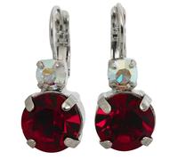 Mariana Rhodium Plated True Romance Double Drop Round Crystal Earrings, Red AB E-1037-2300-RO6