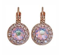 Mariana Rose Goldtone Love Will Steer the Stars Round Disc Small Circle Crystal Earrings, Light Rose AB 1129 5001rg, E-1129-5001-RG