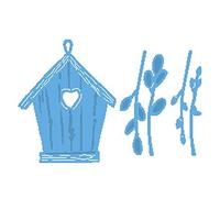 Marianne Design Creatables Willow Cats & Birdhouse Die, Metal, Blue, 16.1 x 11.3 x 0.2 cm