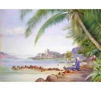 Marianne North photo A4 view of round island and a part of st anne s from quar