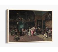 Mariano Fortuny, The Spanish Wedding Canvas Floater Frame Print Picture Art - Light Oak Frame 12 inch wide x 8 inch high