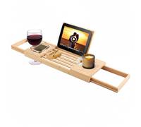 Maria's Selection Extendable Bamboo Bath Tray - Adjustable Over-the-Bath Caddy for Wine, Candles, Books & Tablet - Eco-Friendly Bath Tub Rack for Spa Nights & Self-Care | 50-92cm