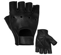 MARIB LEATHER HALF FINGER CYCLING WHEELCHAIR GYM BUS DRIVING WEIGHT LIFTING GLOVE (Black, Medium)