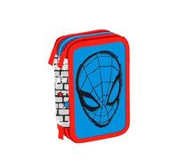 Maricart | Three Compartment Pencil Case for Boys or Girls from Elementary School, Complete Pencil Case with 44 Pieces Three Zip with Pen Holder, Spiderman, Pencil case 3 zippers - 44 pieces