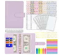 MARICATO Budget Binder, 29pcs A6 Budget Binder with Money Saving Wallet, Money Organizer for Cash, Leather Notebook Budget Planner, Cash Envelopes for Budgeting, Budget Sheets,Label Stickers-Lavender