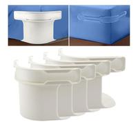 Maridergo 4PCS Bed Sheet Holder with Lock Strips, Non-Slip Bed Sheet Clips Bed Sheet Fasteners, Removable Fitted Sheet Corner Holders Easy to Install for All Sheet Mattress Sizes (White)