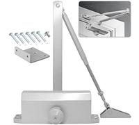MARIE Automatic Door Closer with Stop, Adjustable Spring Door Closure, Commercial and Residential Use Stamp 60-85 kg Video Installation EN1634-1, Silver