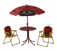 Marie Child Seat 4 Pieces Steel Red Polyester Green Chairs Table Umbrella New