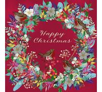 Marie Curie Charity Christmas Cards Wreath Floral Robin Pack of 10 with Envelopes