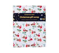 Marie Curie Charity Christmas Wrap, Gift Wrap, Christmas Robin Design, 10 Sheets, White and Blue, 70 x 50cm, FSC Paper
