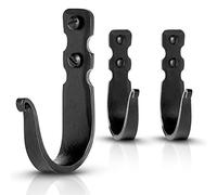 Marie Décor Blacksmith Handmade Wall Mounted Basic Wrought Iron Wall Hooks - Set of 3 (Black)