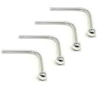 Marie-France 4 x tiny 1mm sterling silver L shape nose studs