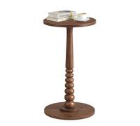 MARIEL Collection - Round Side Table with Solid Wood Leg, Chestnut Walnut