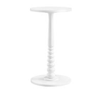 MARIEL Collection - Round Side Table with Solid Wood Leg, Cloud White