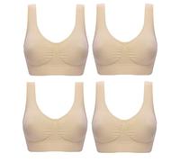 Marielle 4 Pack Double Lined Material Premium Comfort Bra Seamless Bralette No Wire S-5XL (4-Pack Nude, XXL)