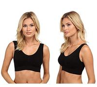 Marielle Super Comfort Bra, Women's Sports Bras Removable Pads Plus Size Sleep Bras for Girls in Yoga Bralette Leisure Stretch Crop Tops Vest 2/3 Pack (XL, 2 Pack Black)