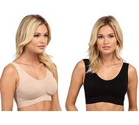 Marielle Super Comfort Bra, Women's Sports Bras Removable Pads Plus Size Sleep Bras for Girls in Yoga Bralette Leisure Stretch Crop Tops Vest 2/3 Pack (M, Black+Beige)